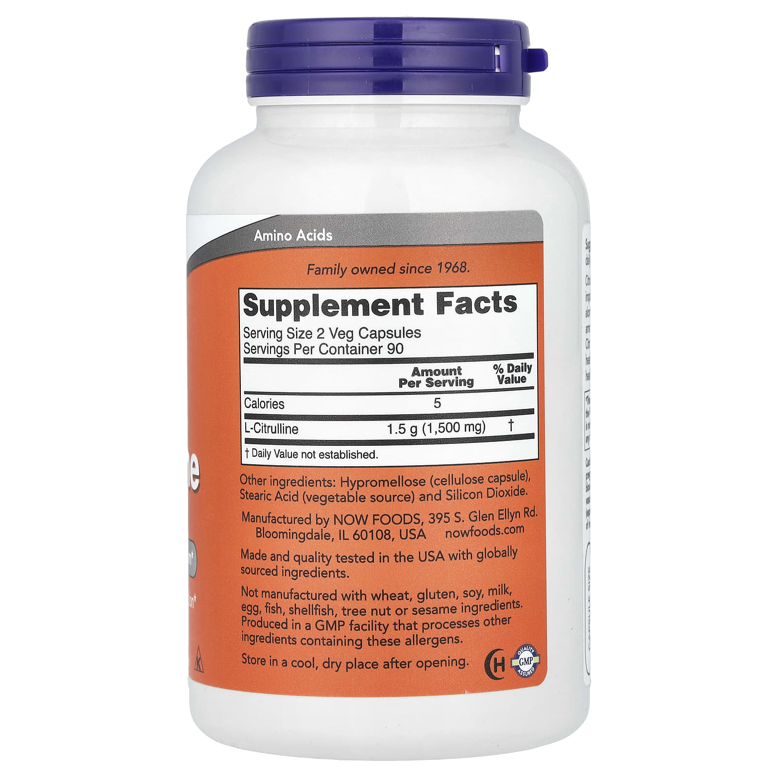 L-Citrulina - 750mg, 180 vcaps, Now Foods