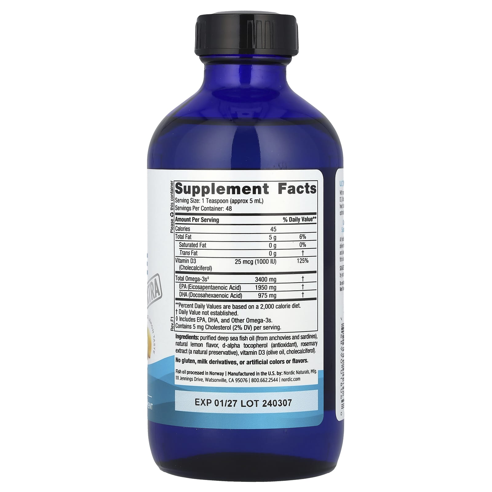 Ultimate Omega Xtra - 3400mg Limão - 237 ml., Nordic Naturals