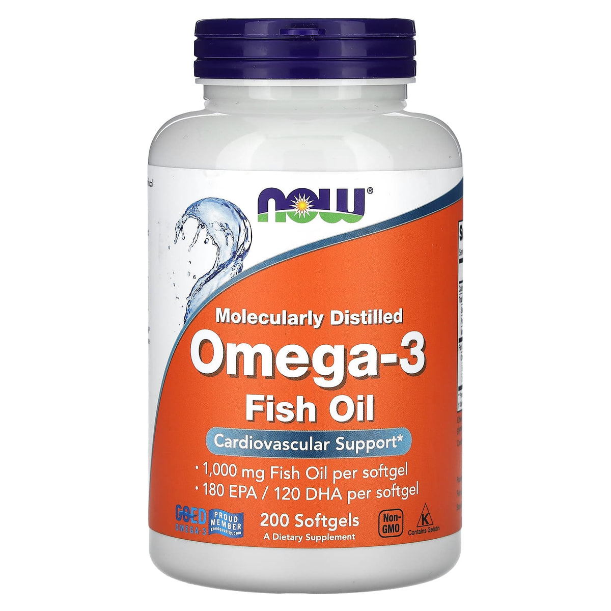 Óleo de peixe ômega-3 - destilado molecularmente, 200 softgels, Now Foods
