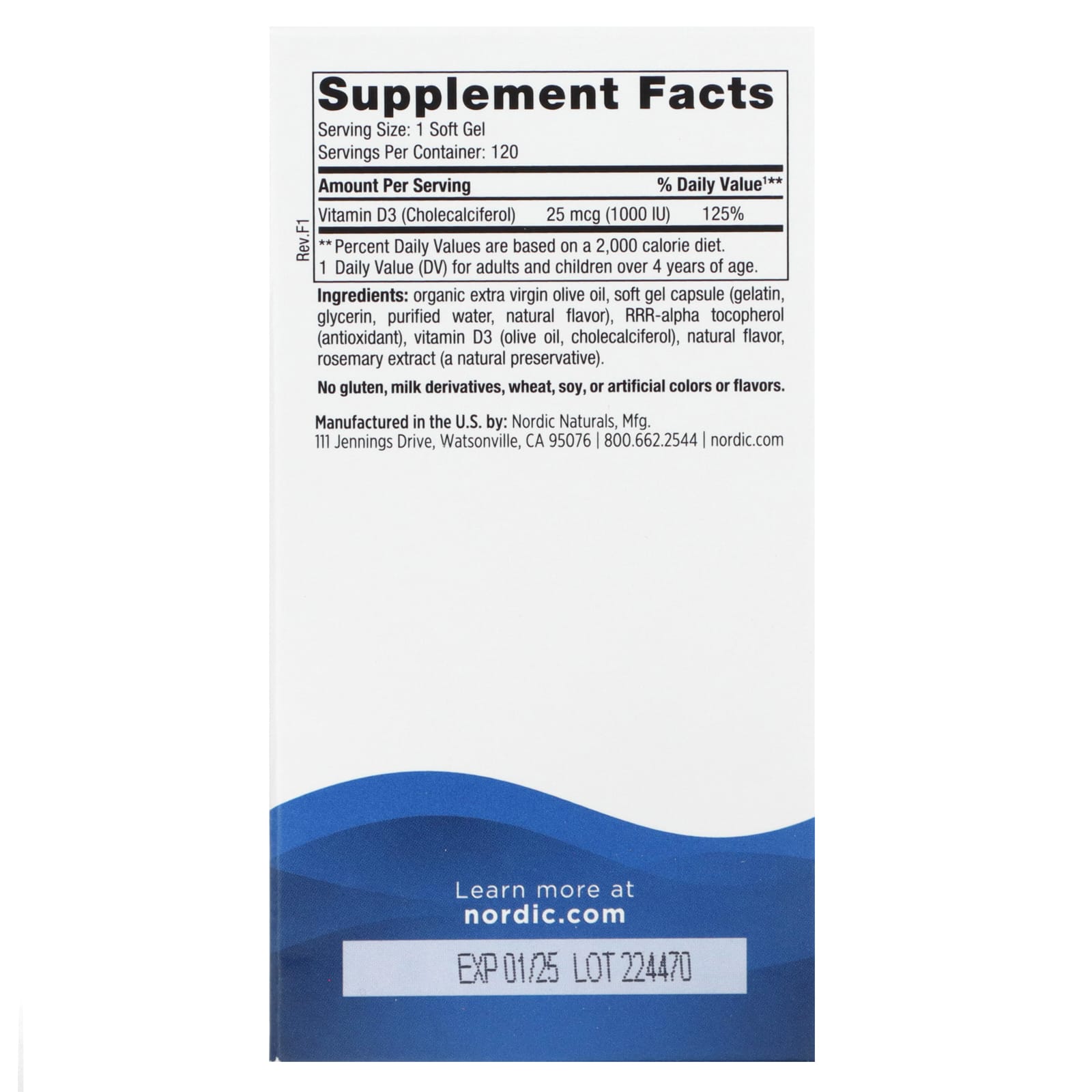 Vitamina D3, 1000 UI de Laranja - 120 cápsulas em gel, Nordic Naturals