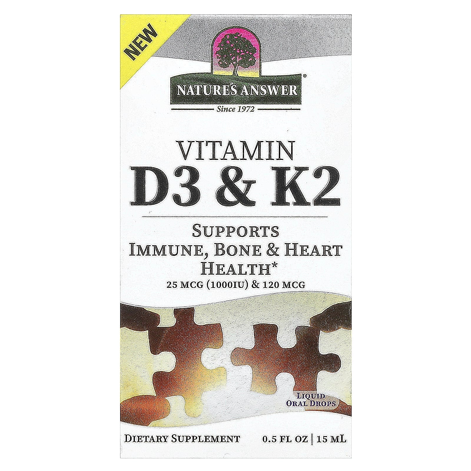 Vitamina D3 e K2 - 15 ml. - Nature's Answer
