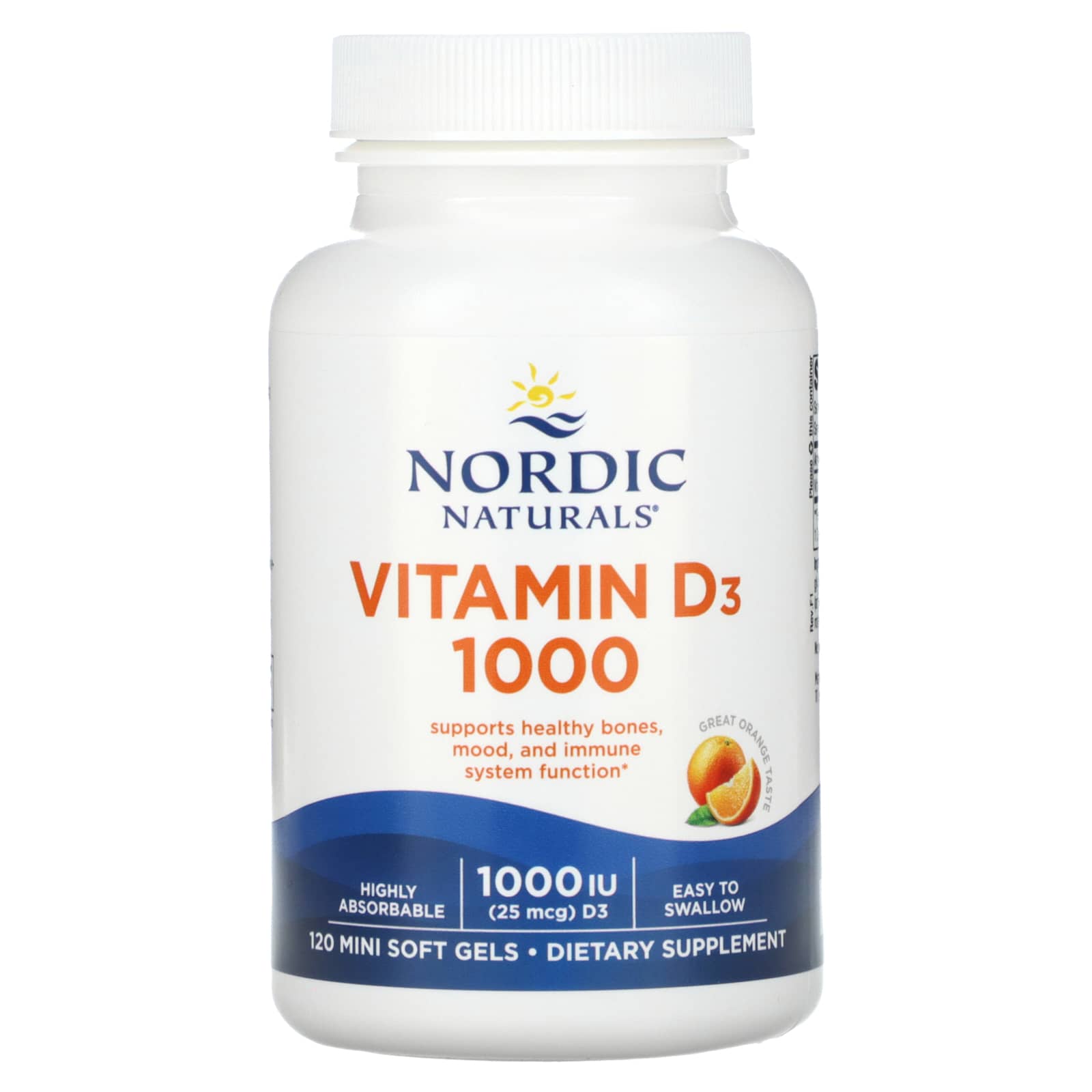 Vitamina D3, 1000 UI de Laranja - 120 cápsulas em gel, Nordic Naturals