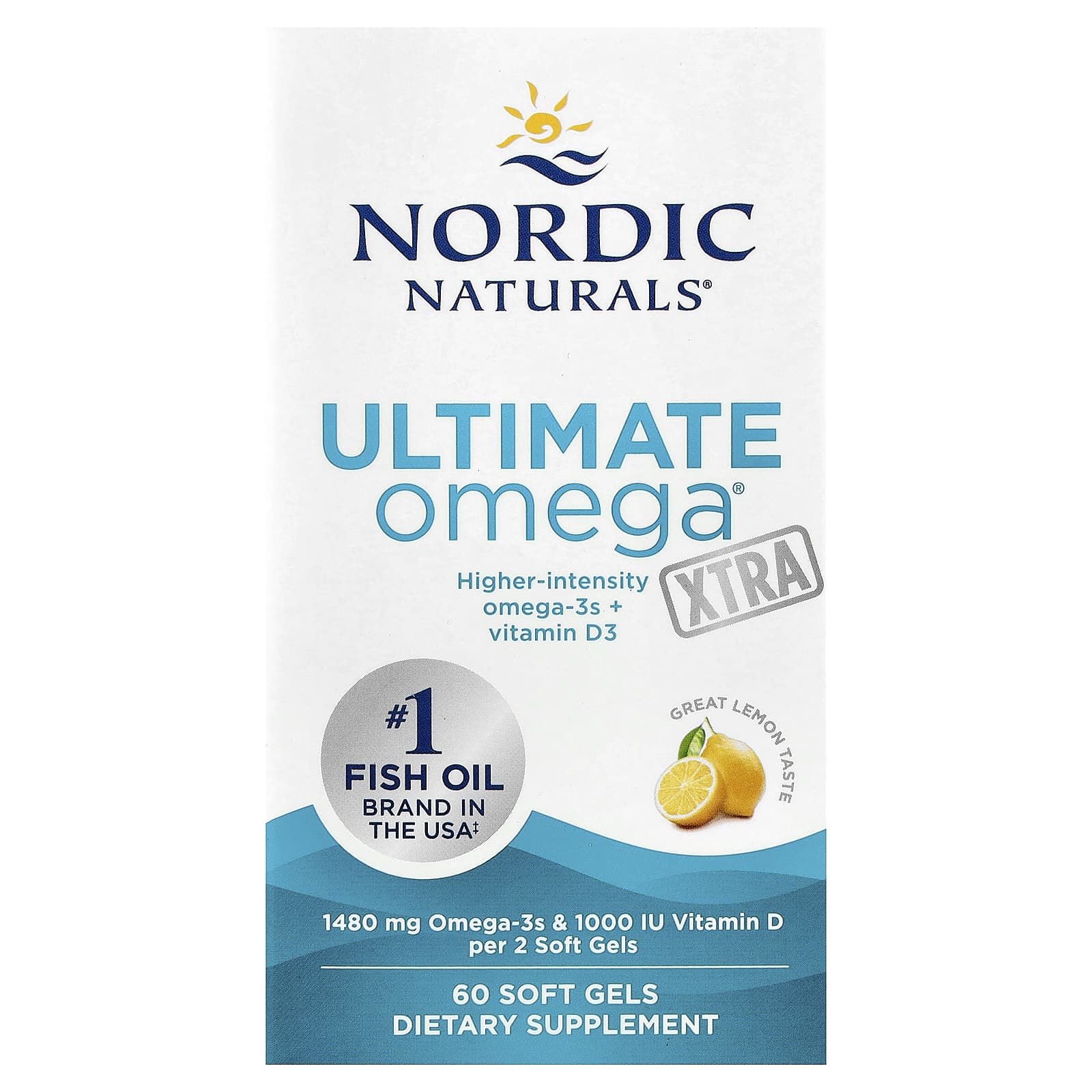 Ultimate Omega Xtra - 1480mg Limão - 60 cápsulas gelatinosas, Nordic Naturals