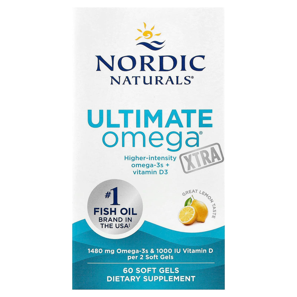 Ultimate Omega Xtra - 1480mg Limão - 60 cápsulas gelatinosas, Nordic Naturals