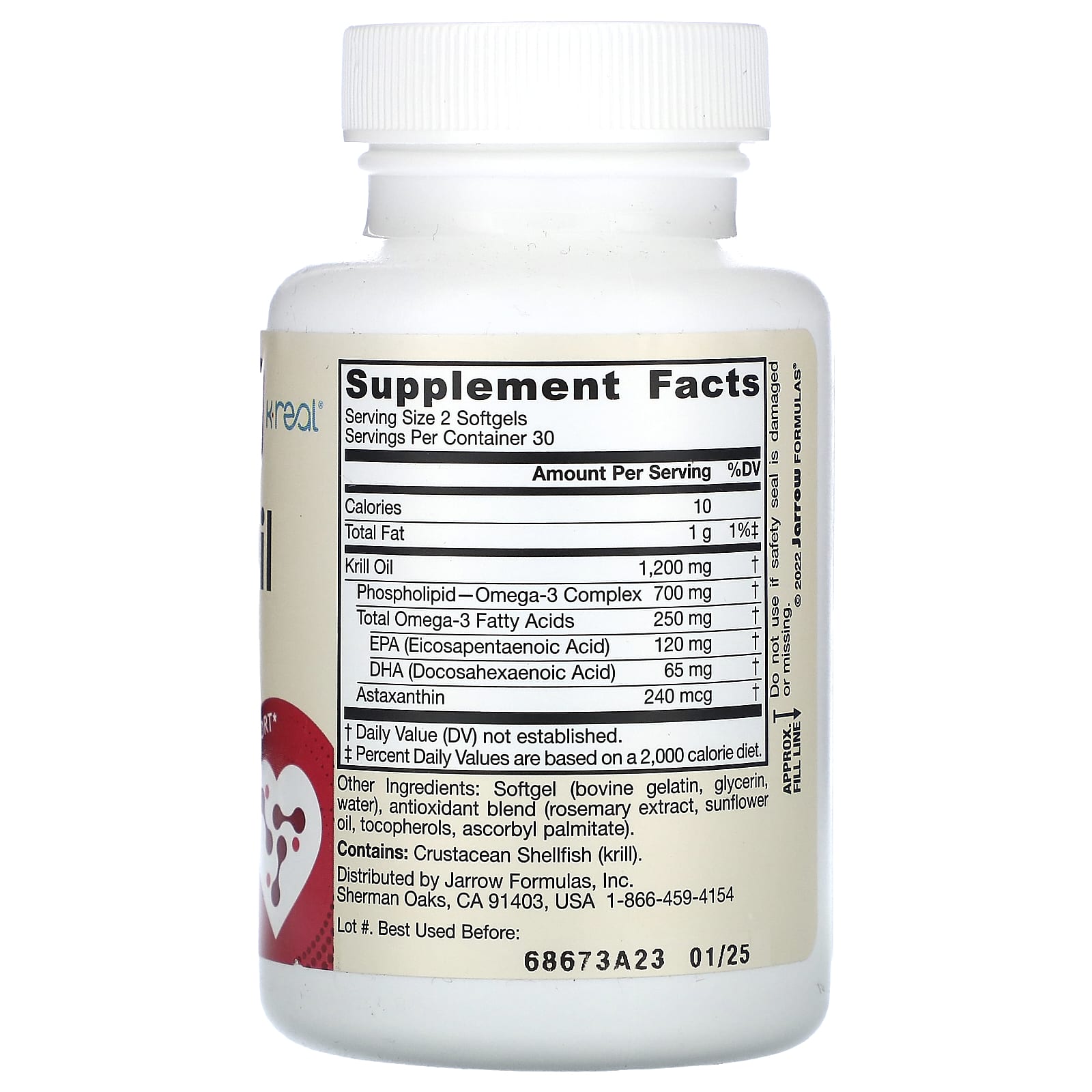 Óleo de Krill - 60 cápsulas gelatinosas, Jarrow Formulas