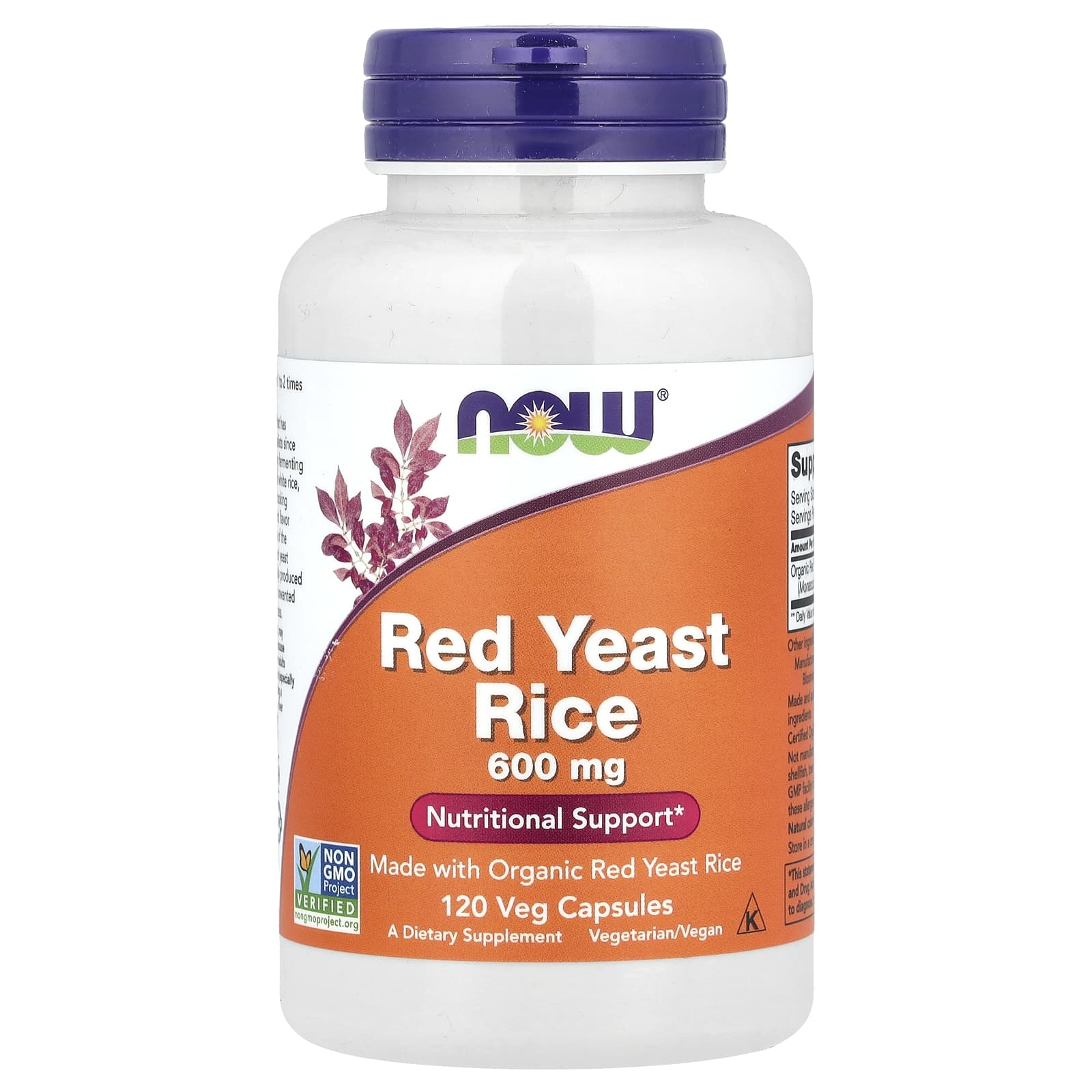 Arroz Vermelho Fermentado - 600mg, 120 vcaps, Now Foods