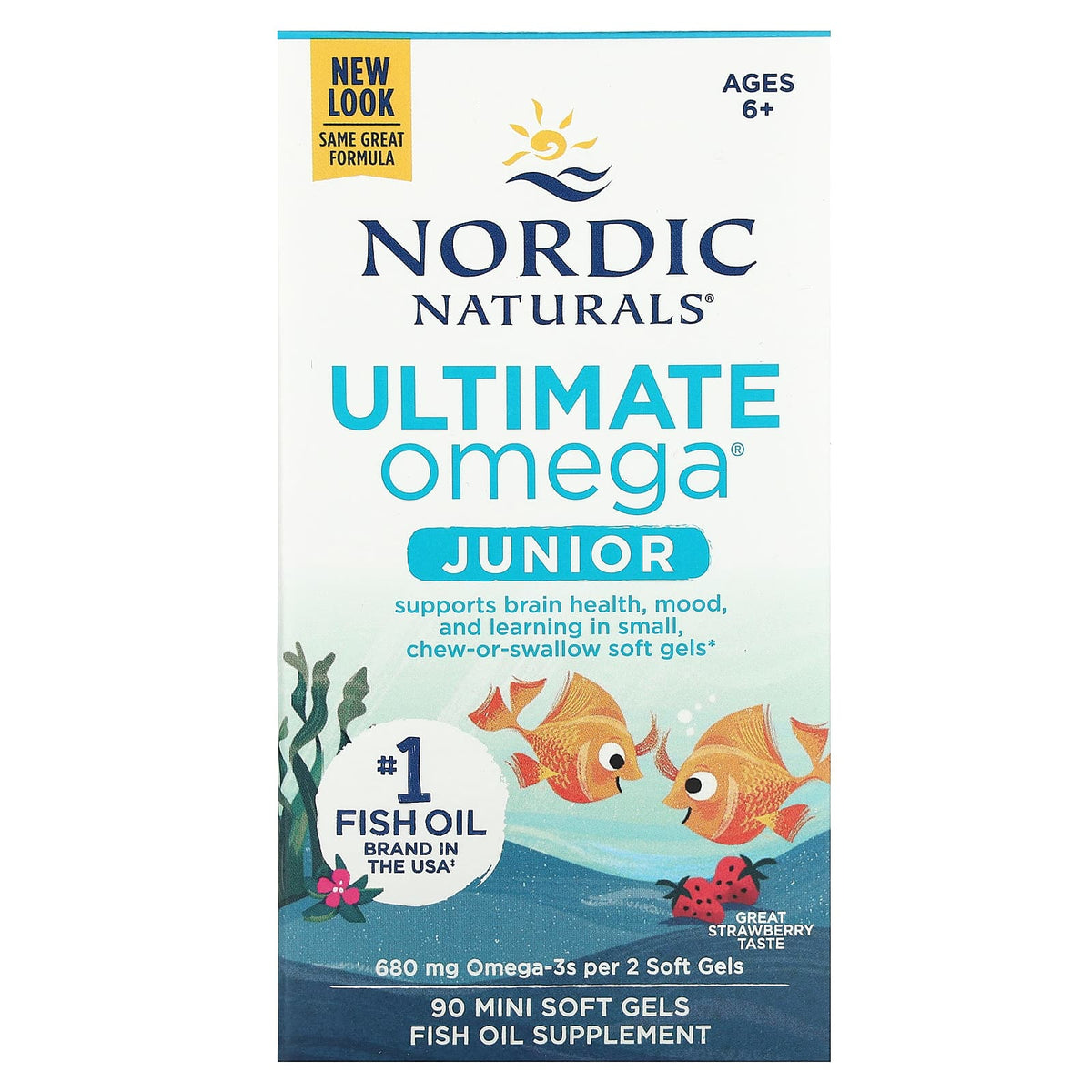 Ultimate Omega Junior, Morango, 90 Mini Cápsulas Gelatinosas, Nordic Naturals