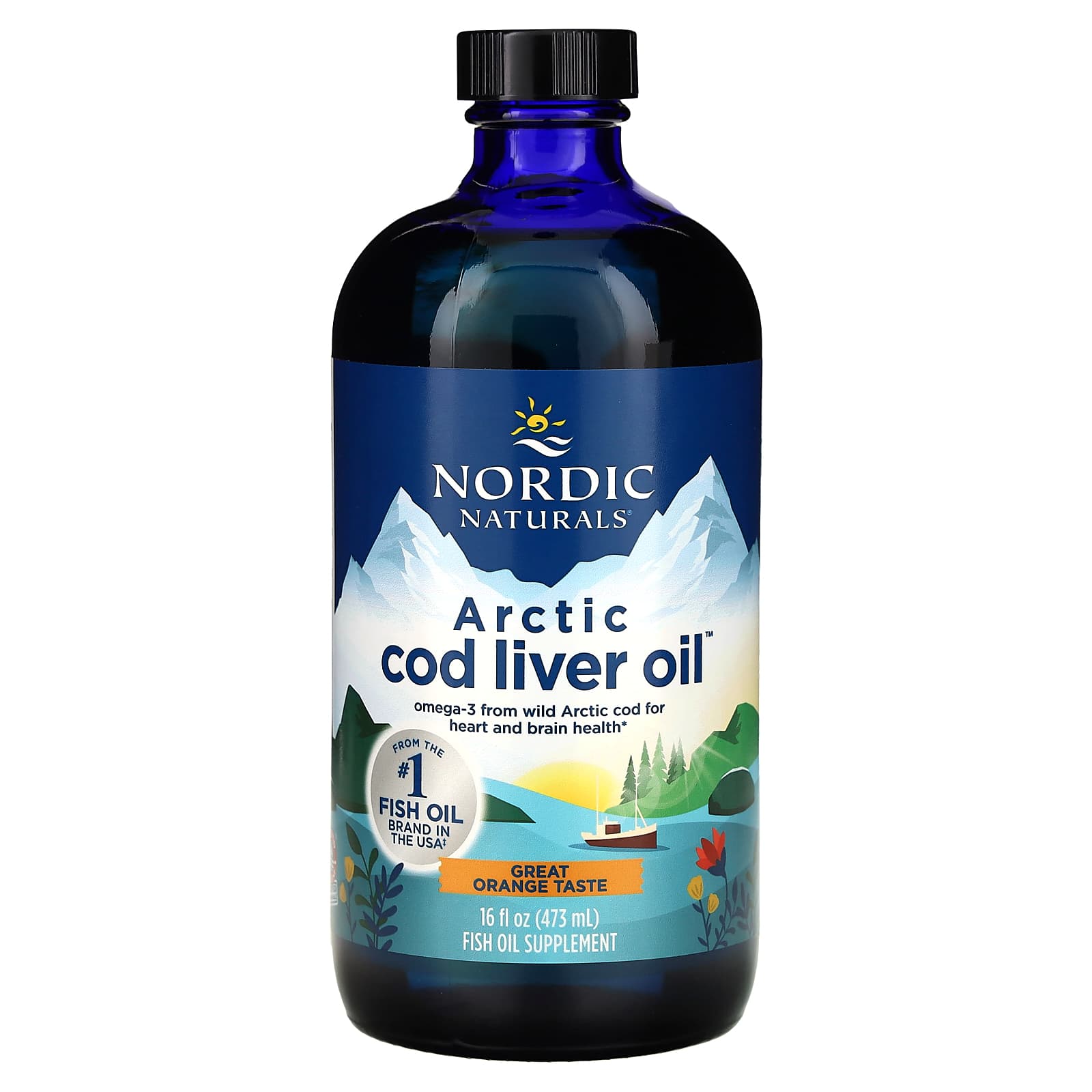 Óleo de fígado de bacalhau do Ártico - 1060 mg Laranja - 473 ml., Nordic Naturals