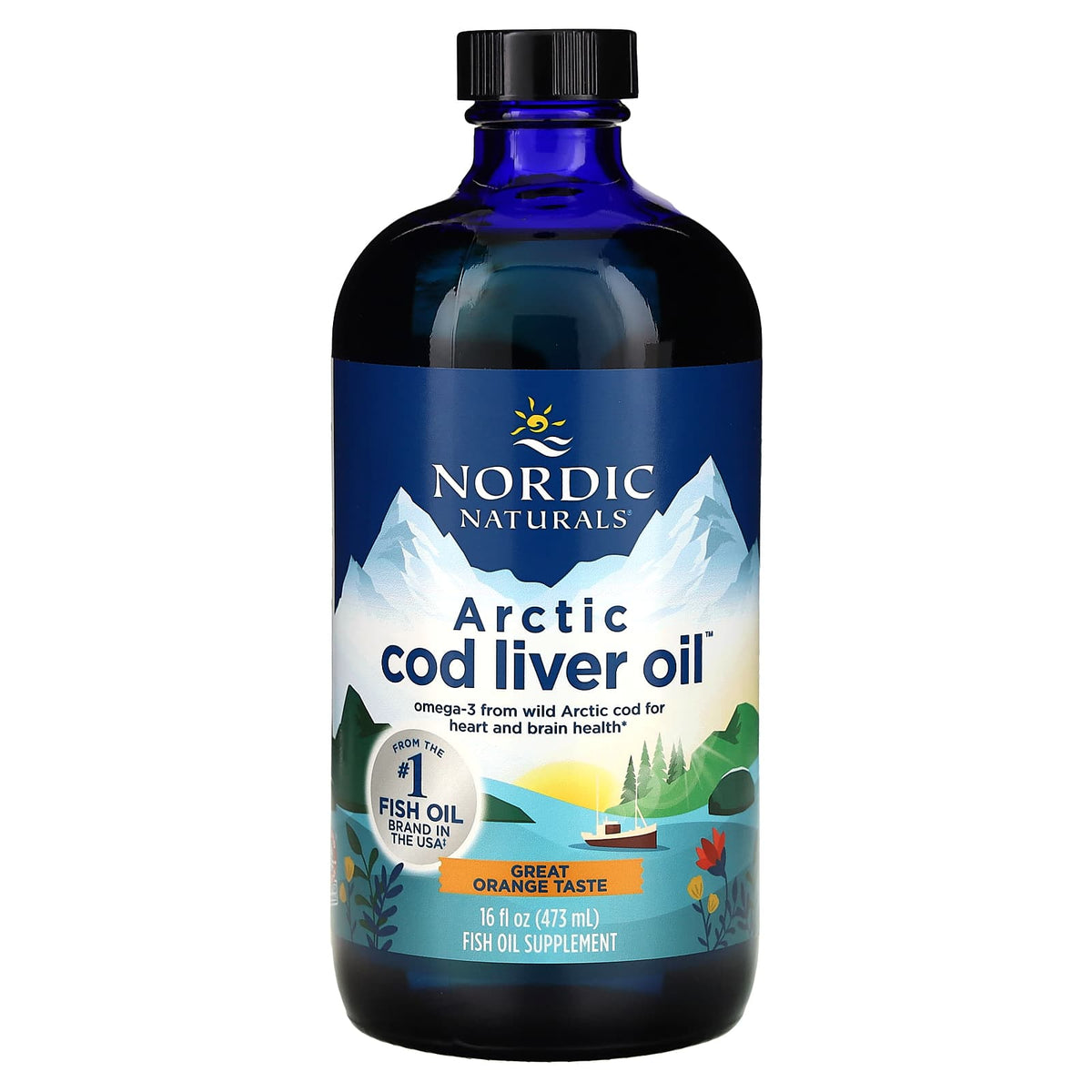 Óleo de fígado de bacalhau do Ártico - 1060 mg Laranja - 473 ml., Nordic Naturals
