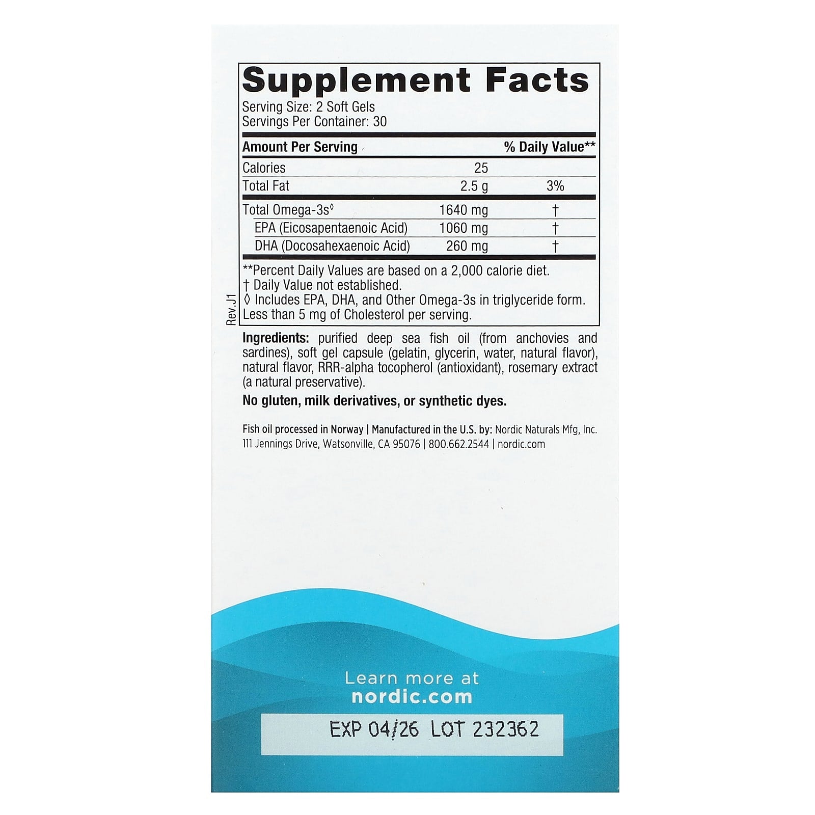 Ômega-3 EPA, Limão 1210 mg, 60 Cápsulas Gelatinosas, Nordic Naturals