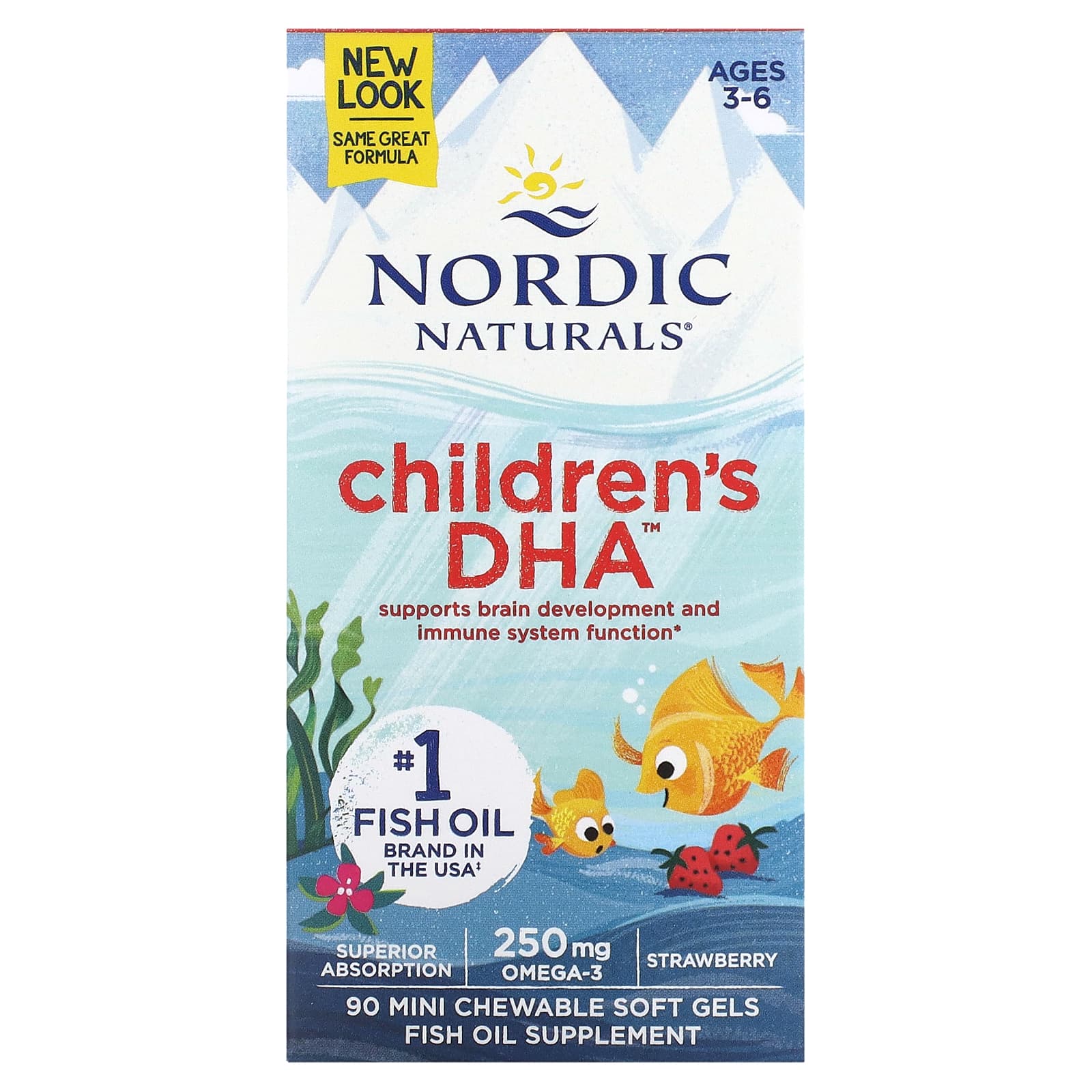 DHA Infantil - 250mg Ômega-3 Morango - 90 mini cápsulas gelatinosas, Nordic Naturals