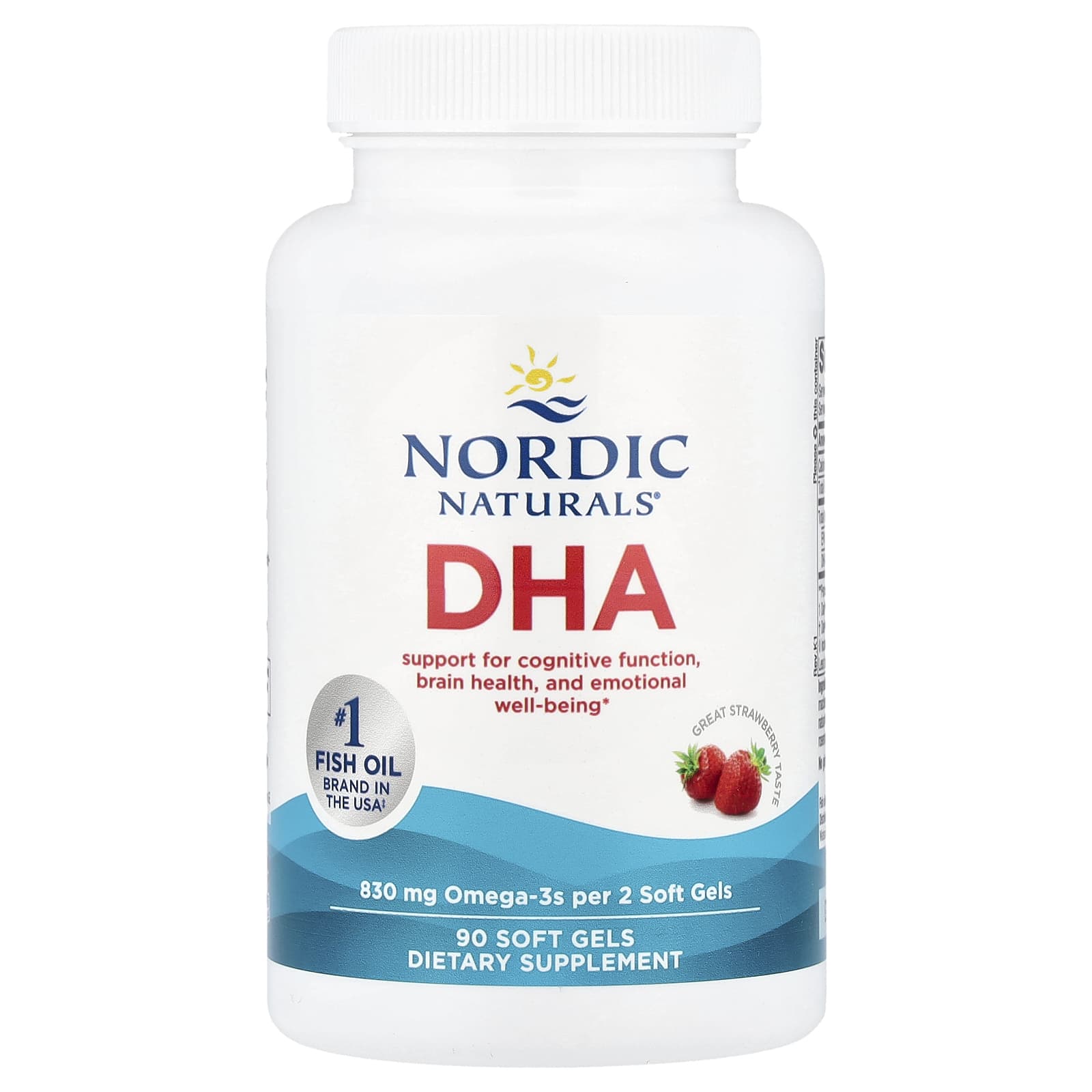 DHA - 830mg Morango - 90 cápsulas gelatinosas, Nordic Naturals