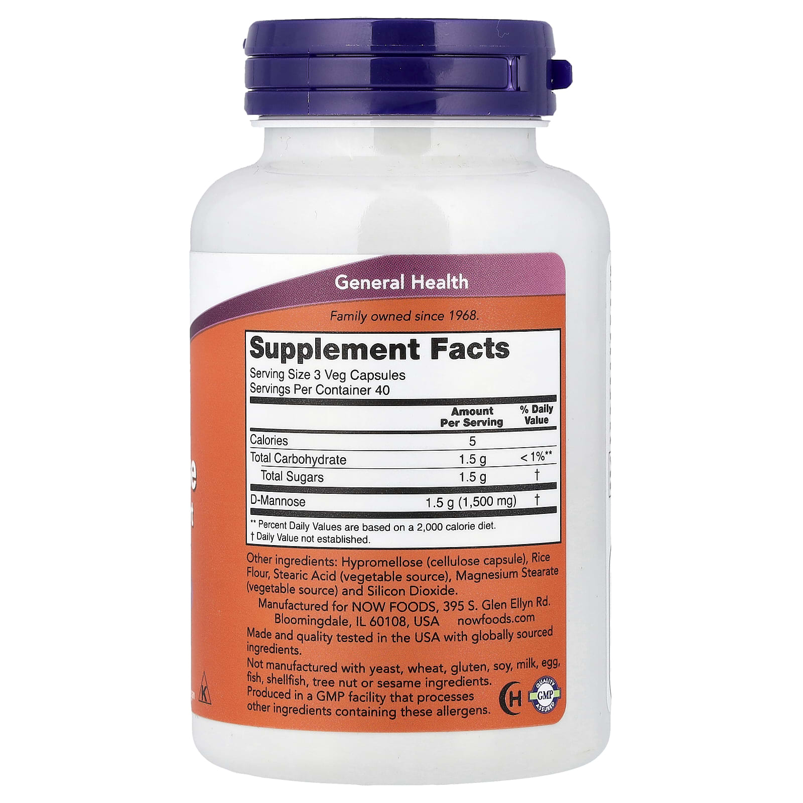 D-Manose - 500mg, 120 vcaps, Now Foods