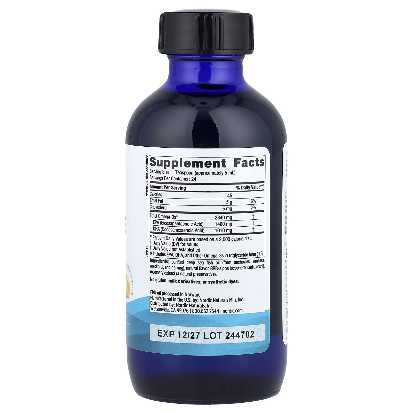 Ultimate Omega - 2840mg Limão - 119 ml., Nordic Naturals