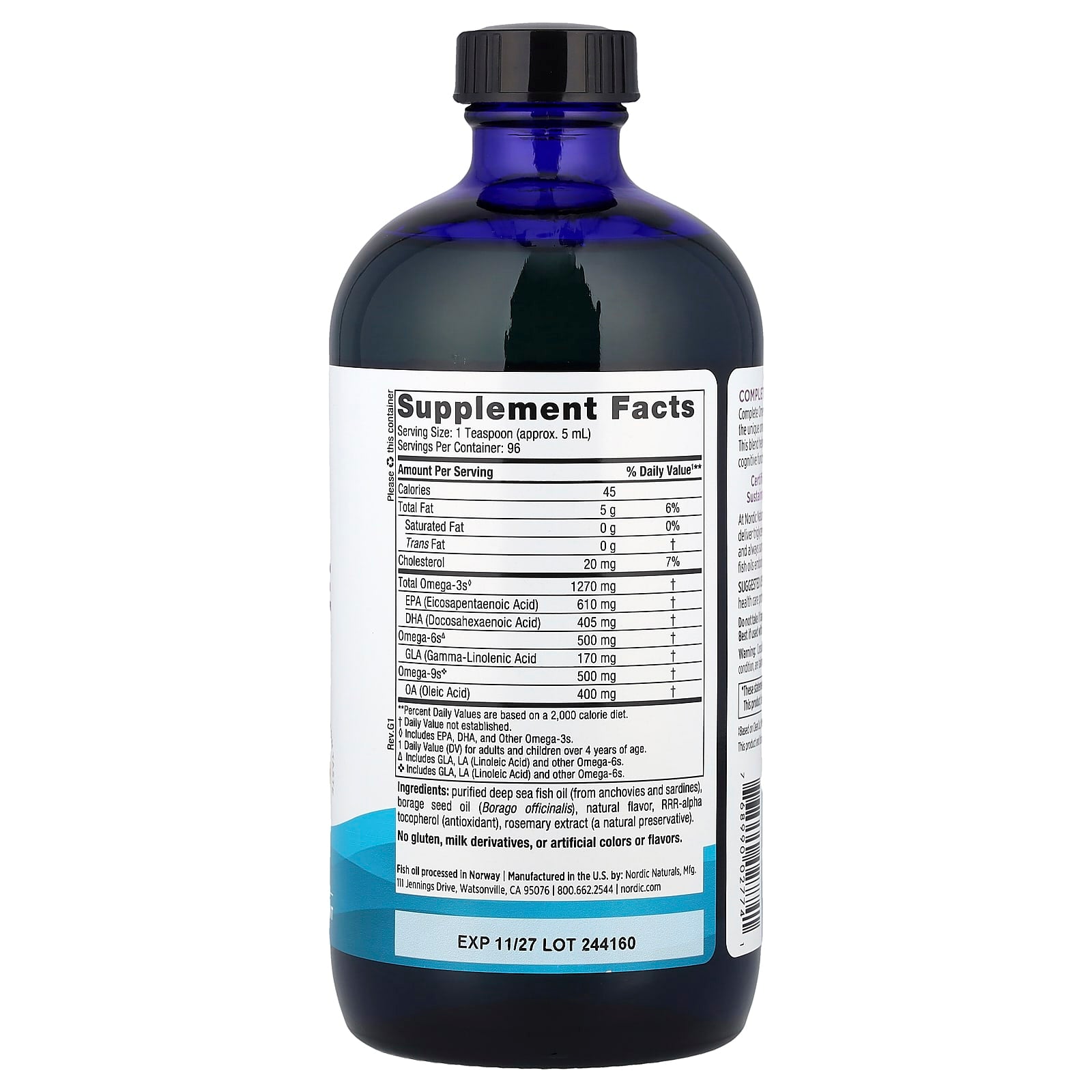 Ômega Completo - 1270mg Limão - 473 ml., Nordic Naturals
