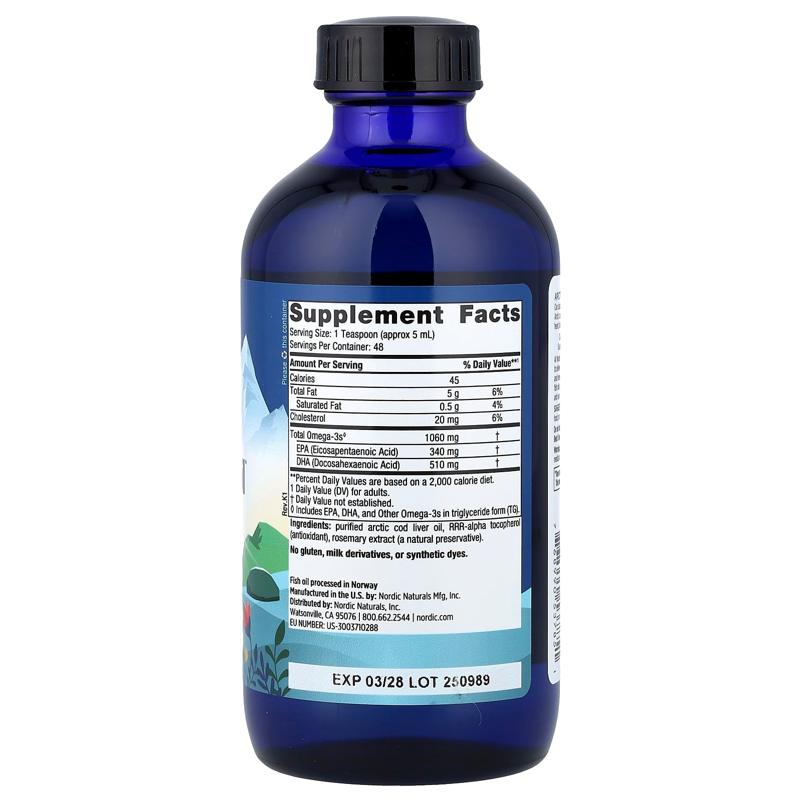 Óleo de fígado de bacalhau do Ártico, sem sabor, 237 ml (8 fl oz), Nordic Naturals