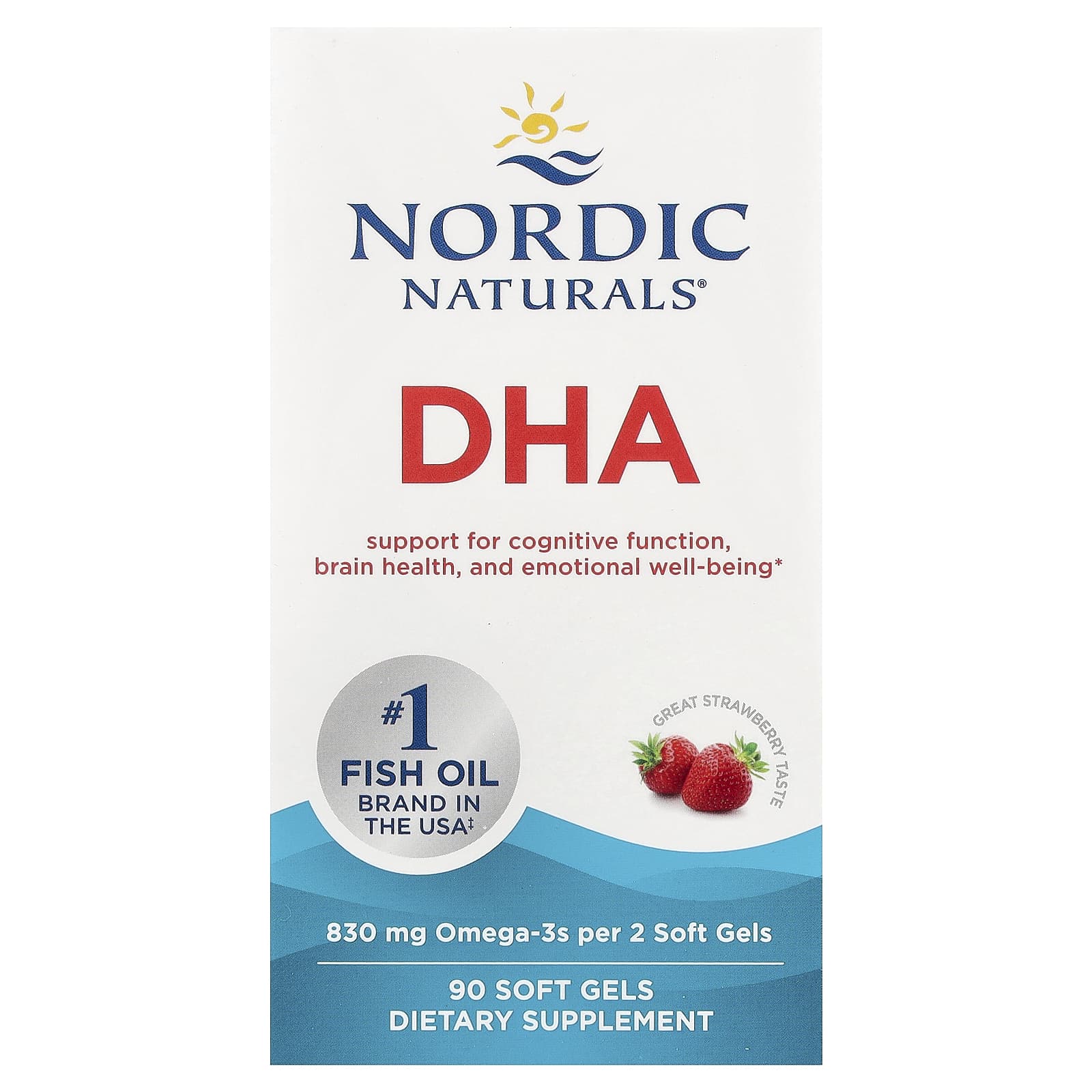 DHA - 830mg Morango - 90 cápsulas gelatinosas, Nordic Naturals