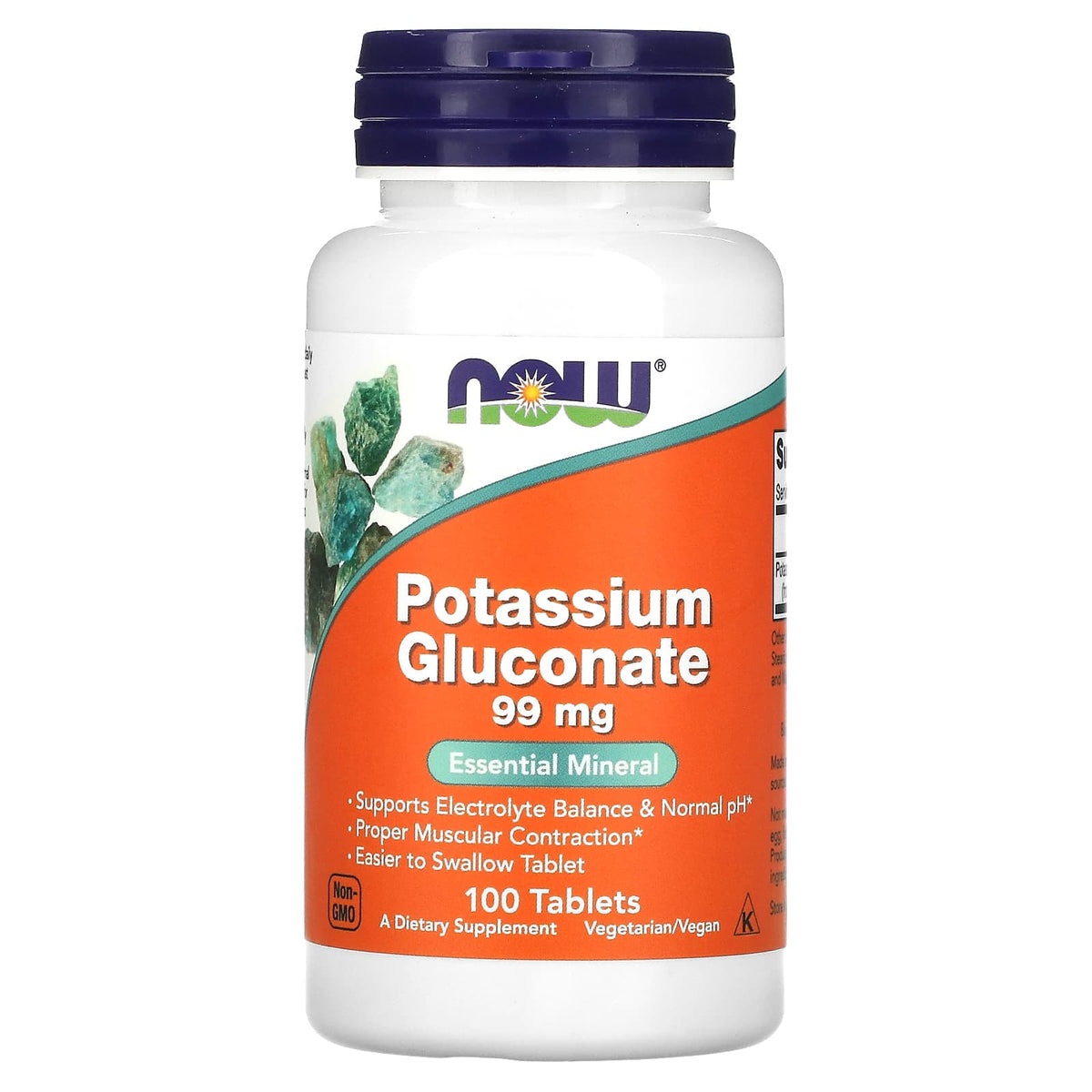 Gluconato de Potássio - 99mg, 100 comprimidos, Now Foods