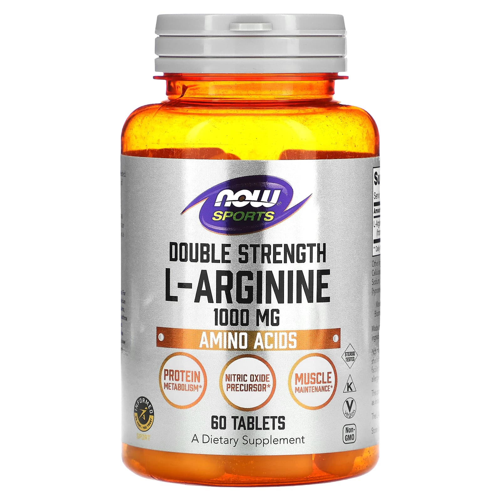 L-Arginina - 1000mg, 60 comprimidos, Now Foods
