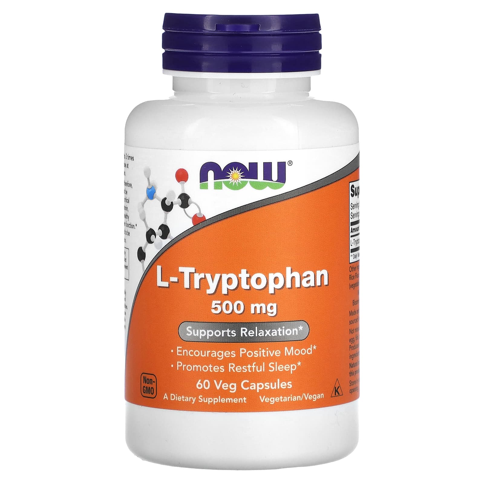 L-Triptofano - 500mg, 60 vcaps, Now Foods
