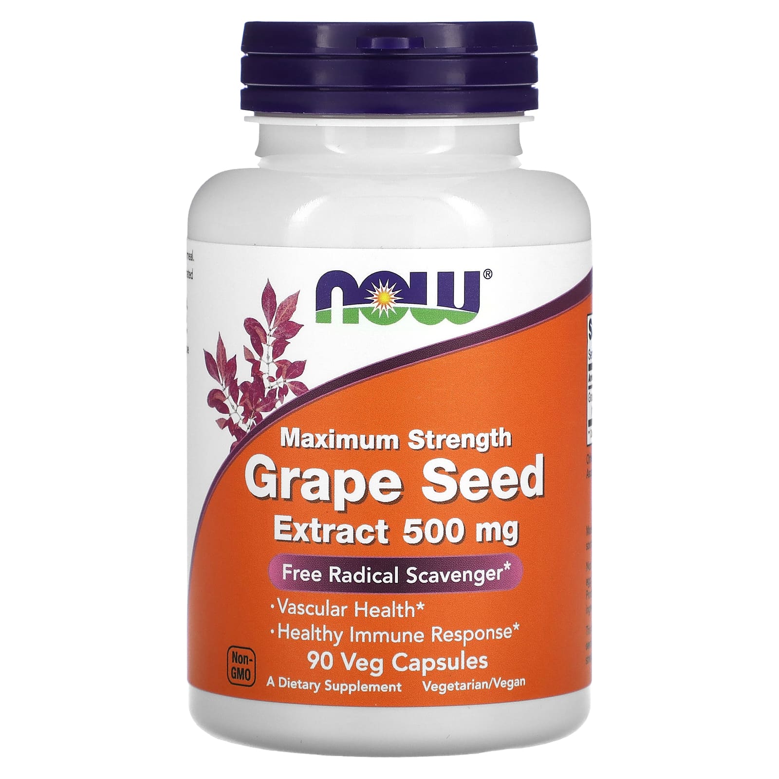 Extrato de semente de uva, 500 mg de força máxima, 90 vcaps, Now Foods