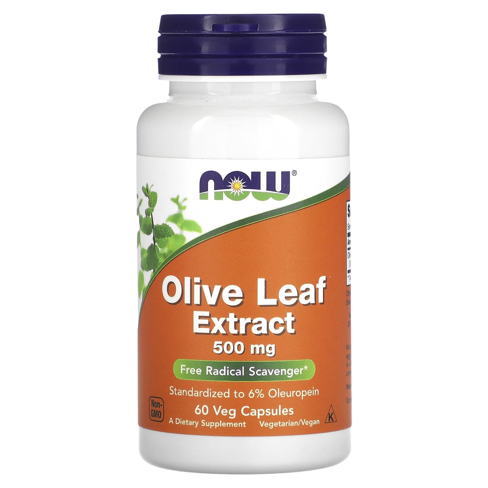 Extrato de Folha de Oliveira - 500mg, 60 vcaps, Now Foods