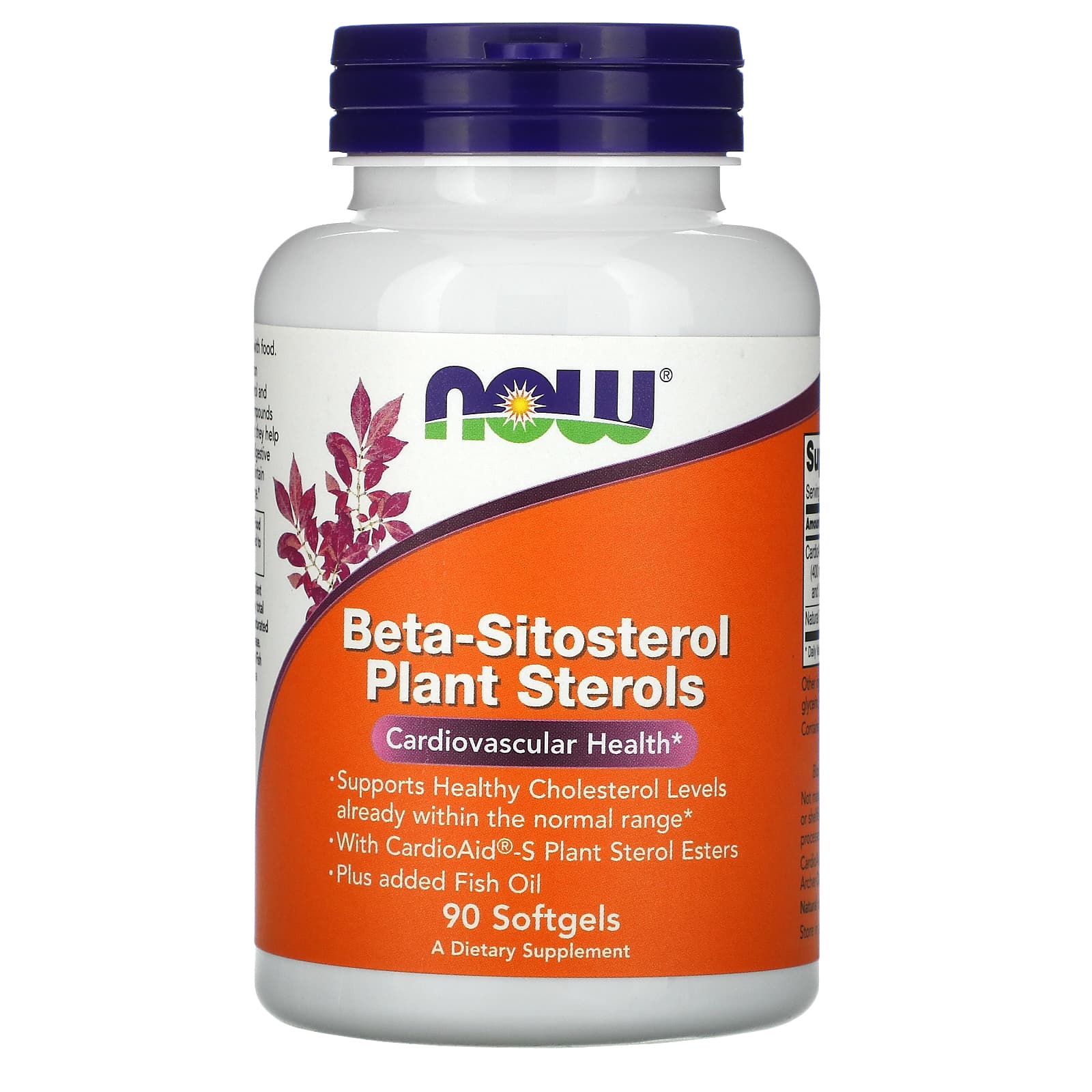 Esteróis vegetais beta-sitosterol, 90 softgels, Now Foods