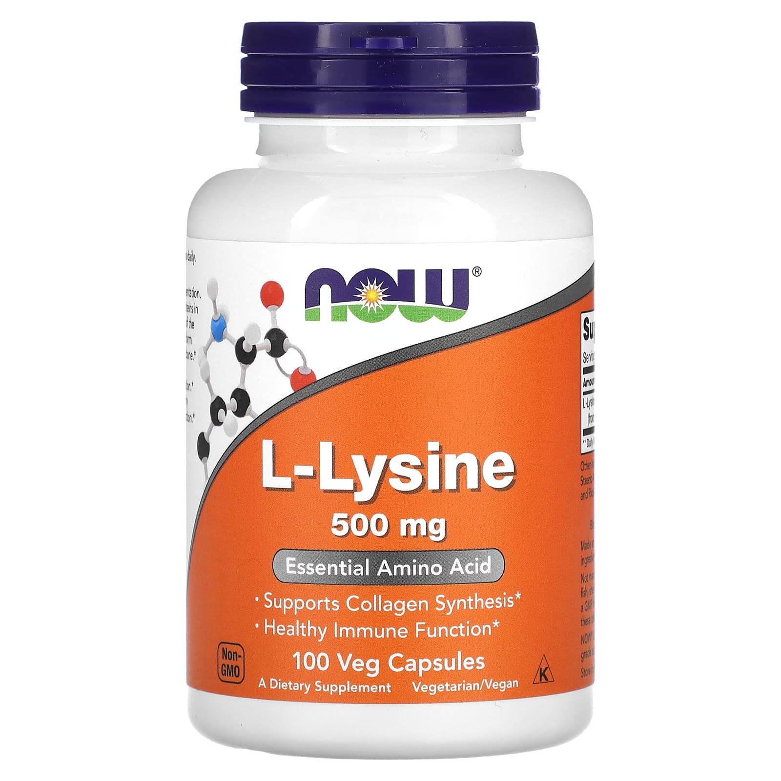 L-Lisina - 500mg, 100 vcaps, Now Foods