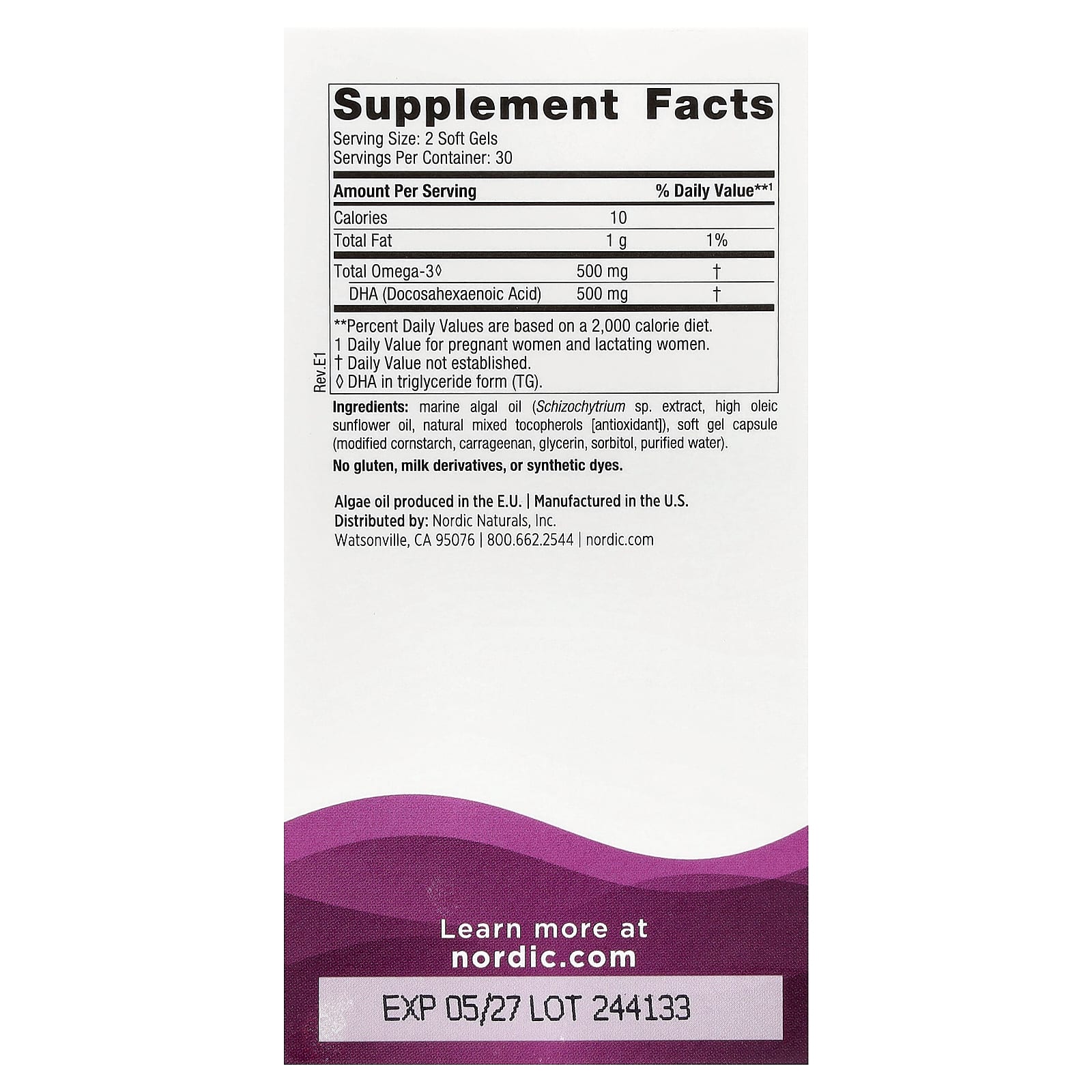 Pré-natal DHA Vegano, 500 mg - 60 cápsulas gelatinosas, Nordic Naturals
