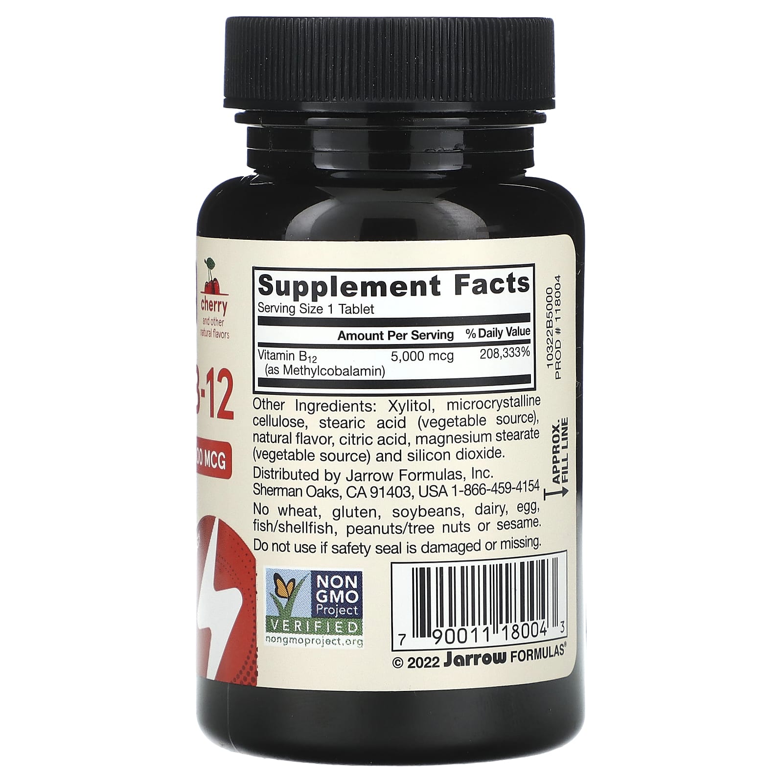 Metil B-12 5000 mcg e Metil Folato 800 mcg Cereja, 60 Comprimidos Mastigáveis, Jarrow Formulas
