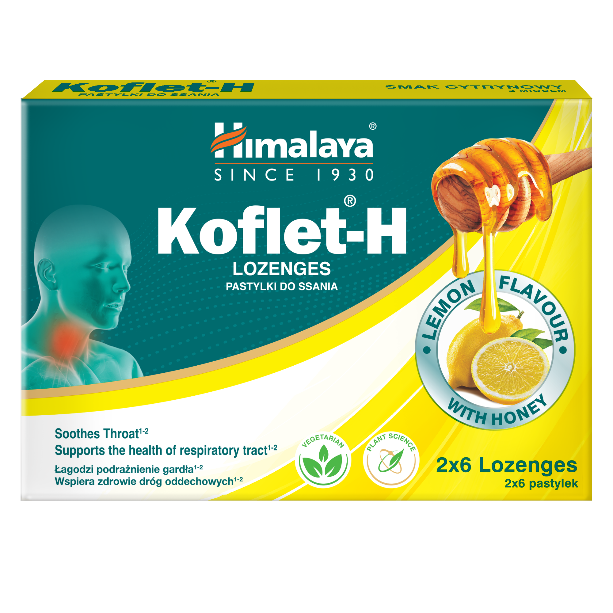 Koflet-H, Limão - 12 pastilhas - Himalaya