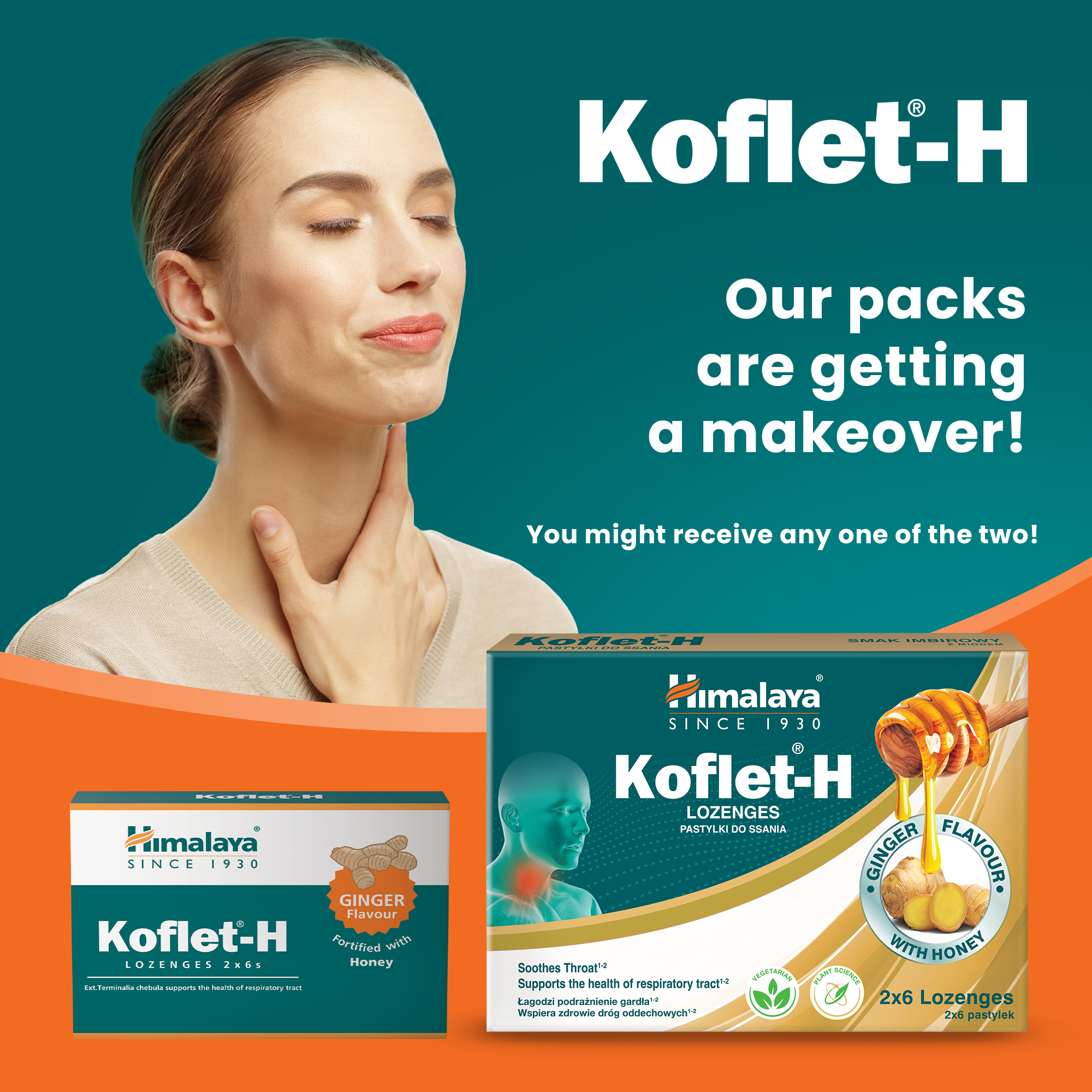 Koflet-H, Gengibre - 12 pastilhas - Himalaya