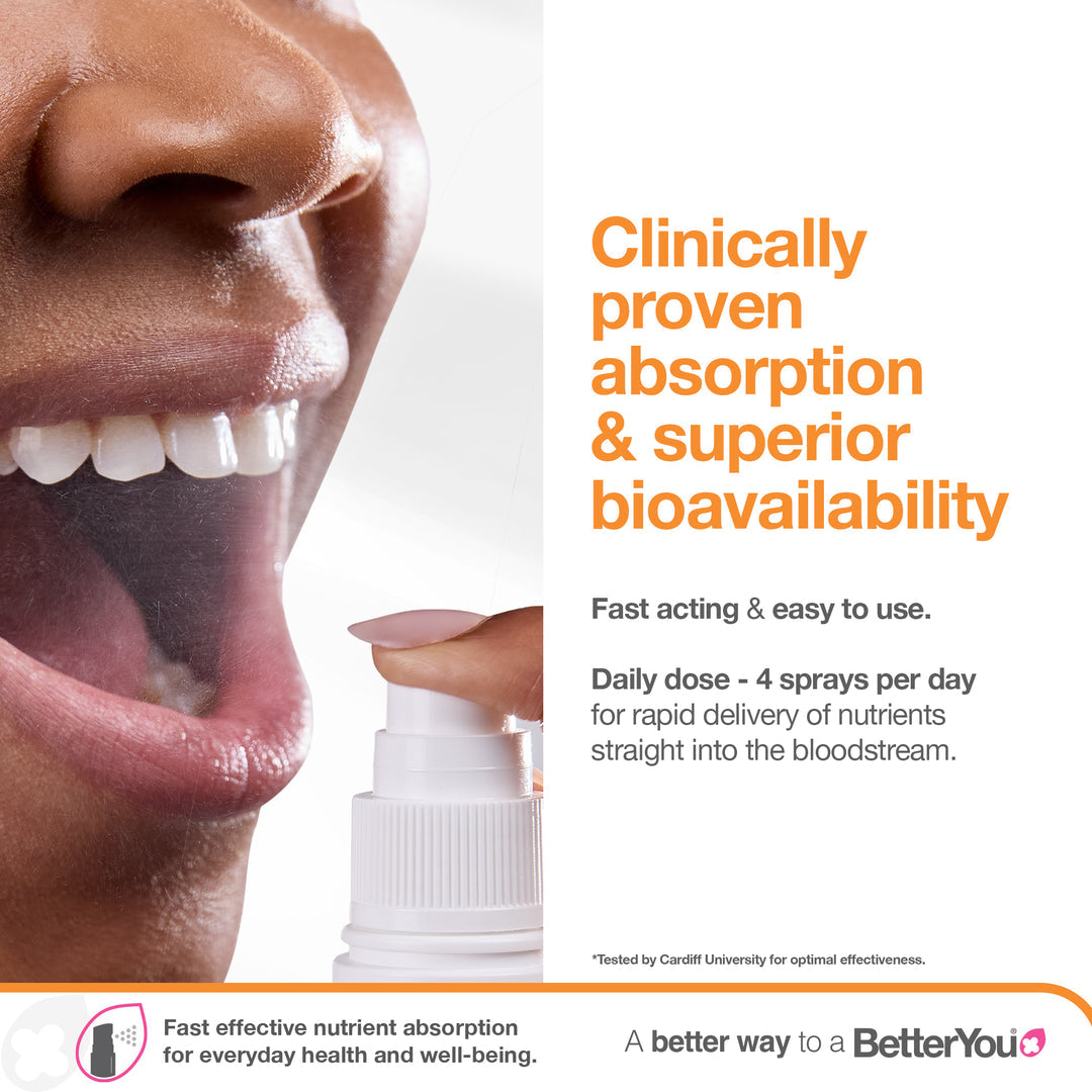 Spray oral diário B-complete, pêssego natural, ameixa e framboesa - 25 ml., BetterYou