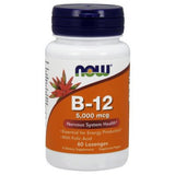 Vitamina B-12 com Ácido Fólico - 5000mcg, 60 lozenges, Now Foods