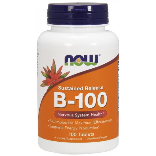Vitamina B-100 de liberação sustentada, 100 comprimidos, Now Foods