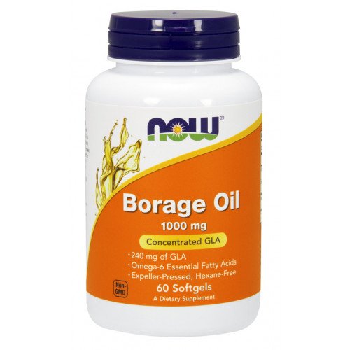 Óleo de borragem 1000 mg, 60 cápsulas gelatinosas, Now Foods