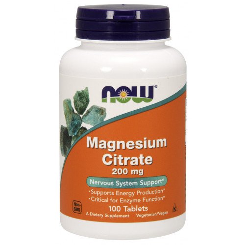 Citrato de Magnésio 200 mg, 100 Comprimidos, Now Foods