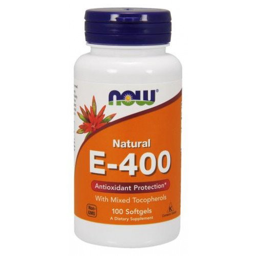 Vitamina E-400 - Natural (Tocoferóis Mistos), 100 softgels, Now Foods