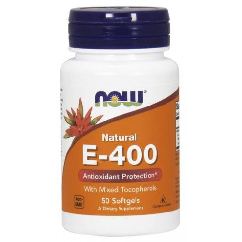 Vitamina E-400 - Natural (Tocoferóis Mistos), 50 softgels, Now Foods
