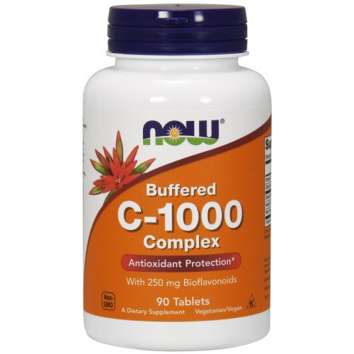 Complexo de vitamina C-1000 - tamponado com 250 mg de bioflavonoides, 90 comprimidos, Now Foods