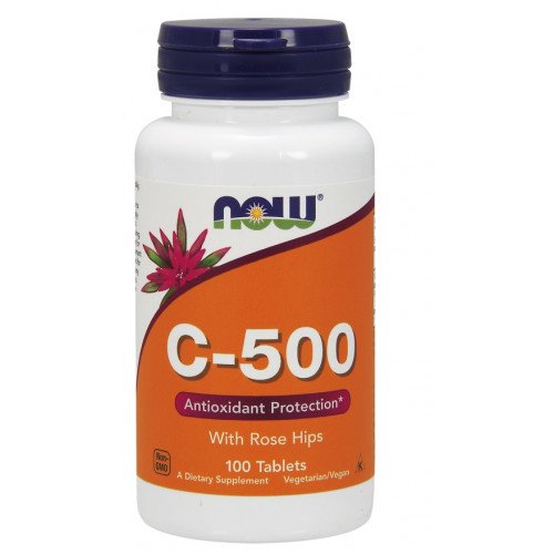 Vitamina C-500 com Rosa Mosqueta, 100 comprimidos, Now Foods