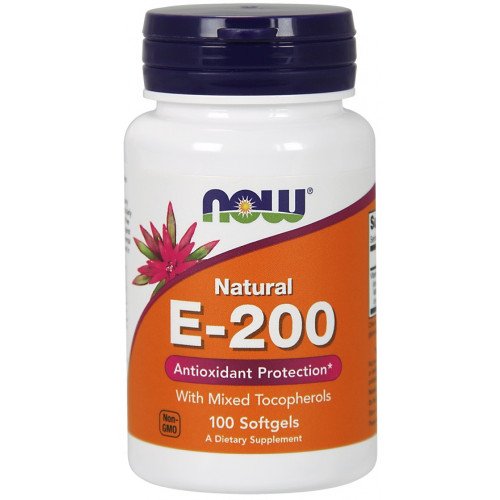Vitamina E-200 - Natural (Tocoferóis Mistos), 100 softgels, Now Foods