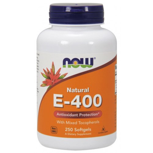Vitamina E-400 - Natural (Tocoferóis Mistos), 250 softgels, Now Foods
