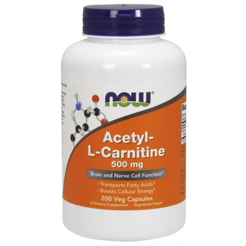 Acetil-L-Carnitina 500 mg, 200 Cápsulas vegetarianas, Now Foods