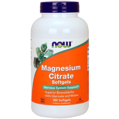 Cápsulas gelatinosas de citrato de magnésio, 180 softgels, Now Foods