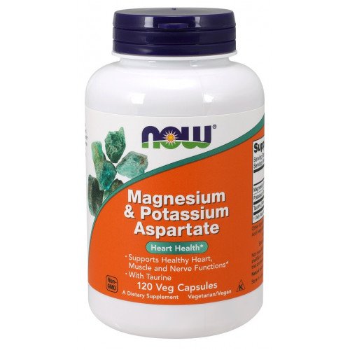 Aspartato de Magnésio e Potássio com Taurina, 120 vcaps, Now Foods