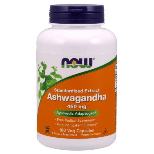 Extrato Padronizado de Ashwagandha 450 mg, 180 Cápsulas Vegetais, Now Foods