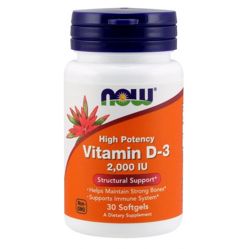Vitamina D-3 - 2000 UI, 30 softgels, Now Foods
