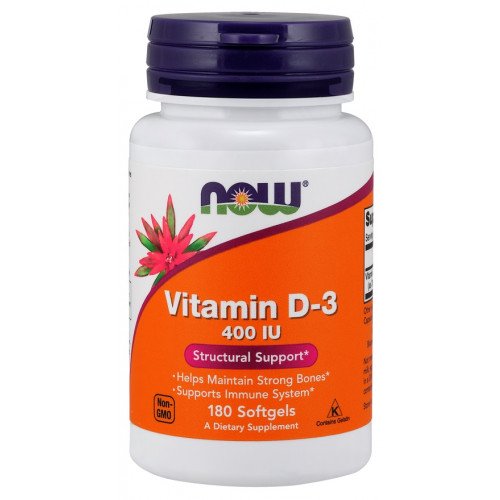 Vitamina D-3 - 400 UI, 180 softgels, Now Foods