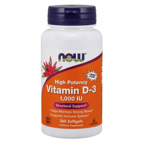 Vitamina D-3 - 1000 UI, 360 softgels, Now Foods